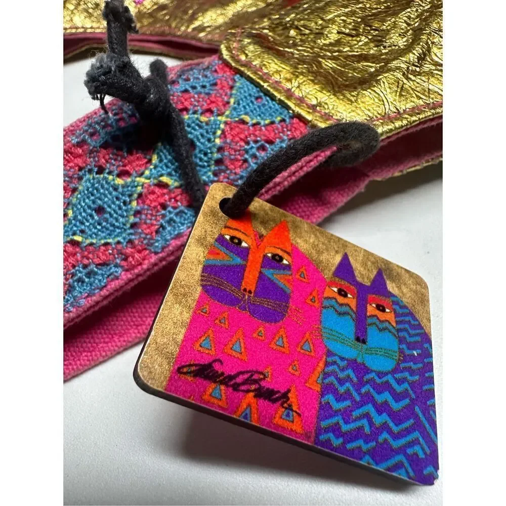 Laurel Burch Colorful Wild Cats Foil Medium Scoop Tote
